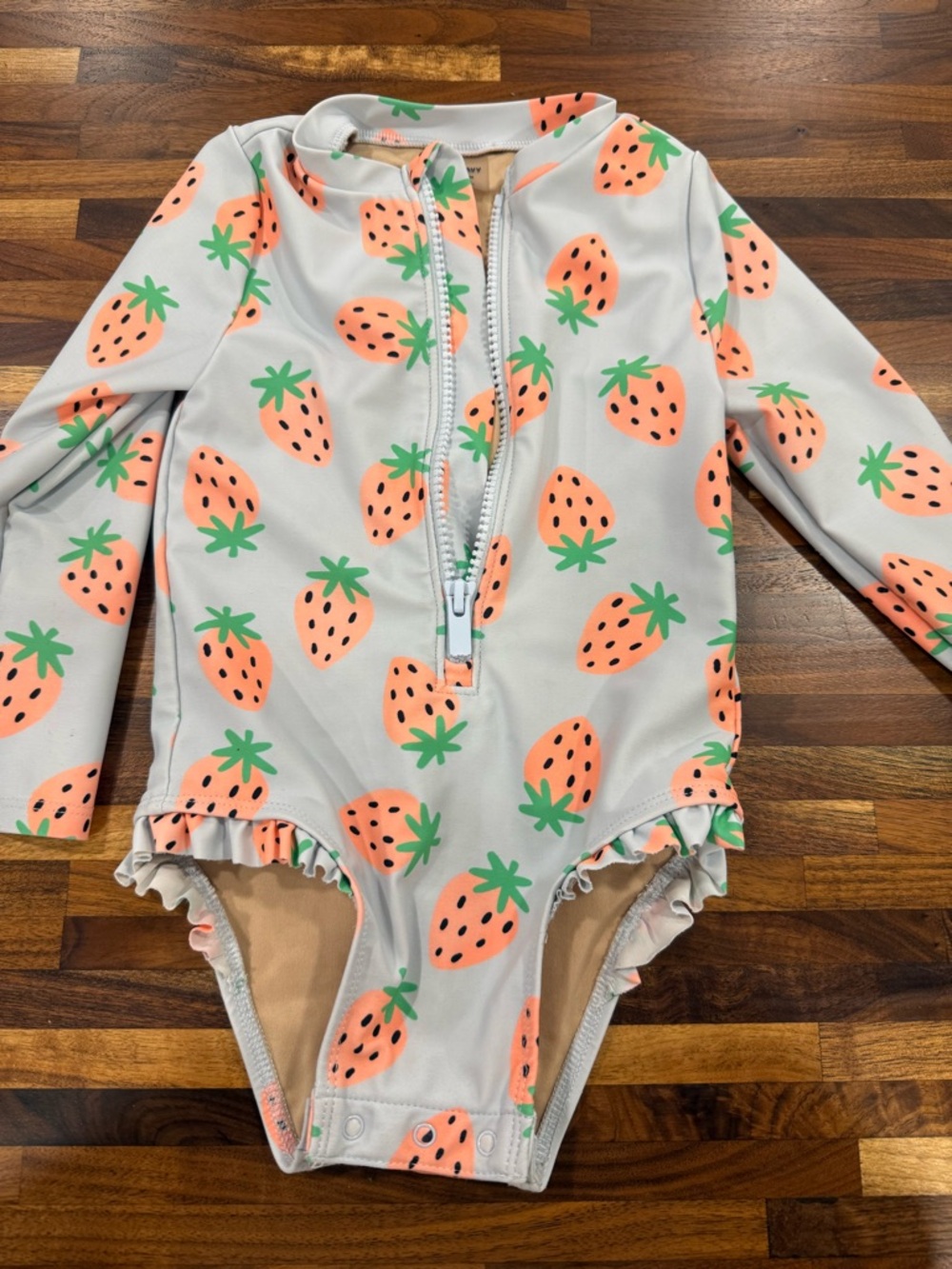 Toddler Long-Sleeve Strawberry Print Swimsuit